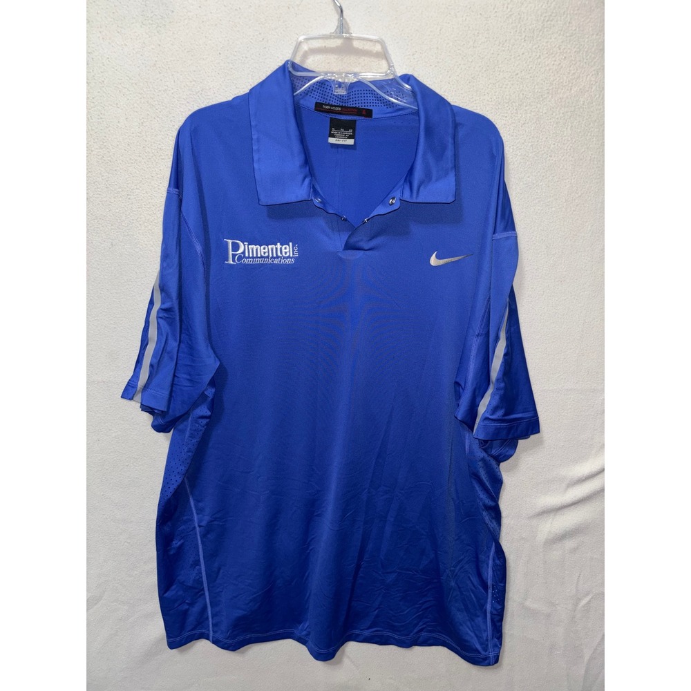 Nike Tiger Woods Collection Golf Polo Shirt Mens‎ XL Blue Dri-FIT Snap Button